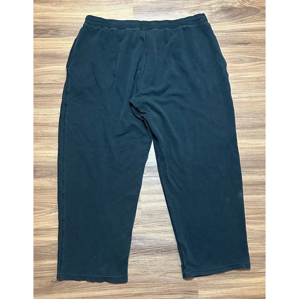 Polo Ralph Lauren Black Waffle Knit Wide Leg Baggy Lounge Pants Sz XL